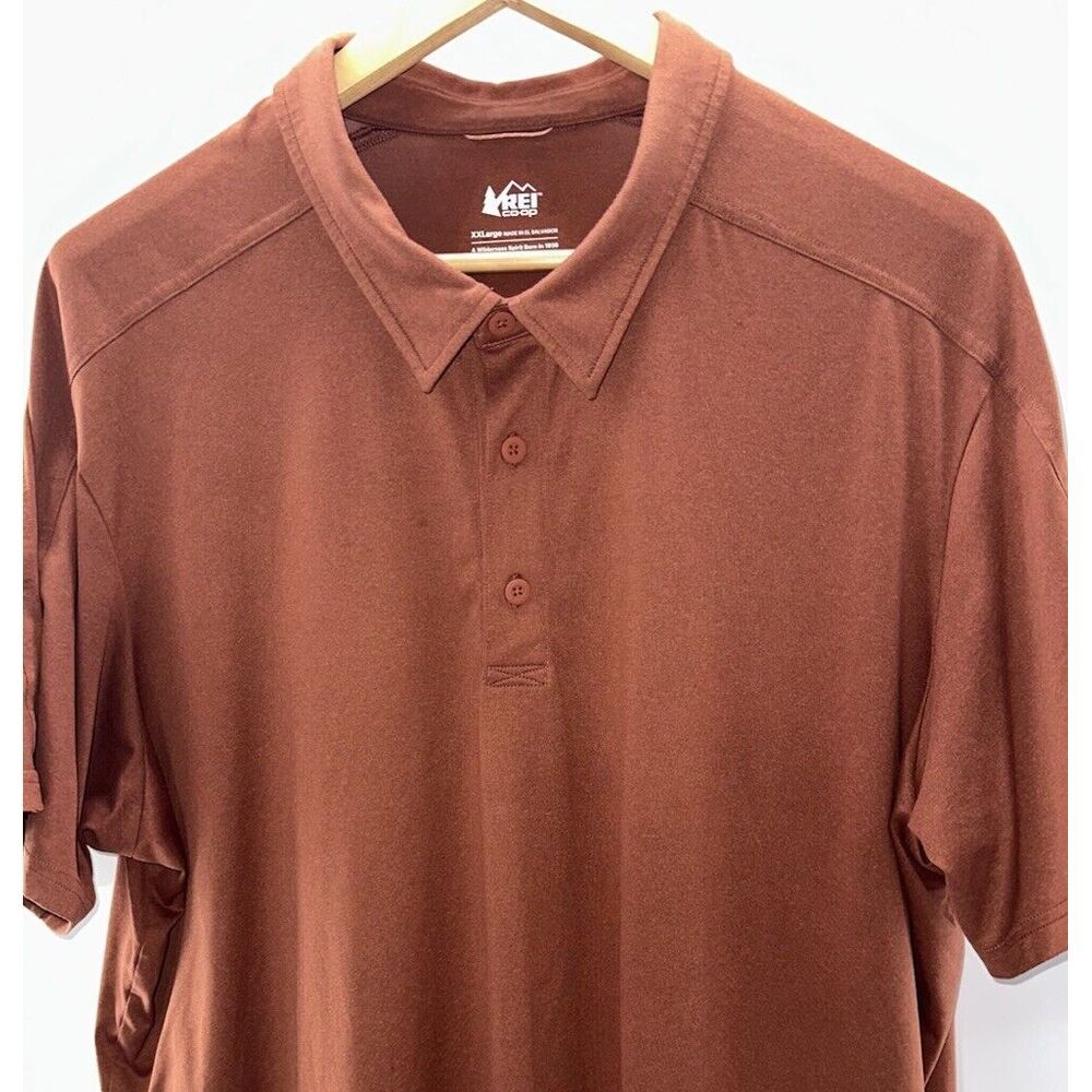 REI Sahara Hiking Outdoor Polo‎ Mens XXL/2XL Rust Color